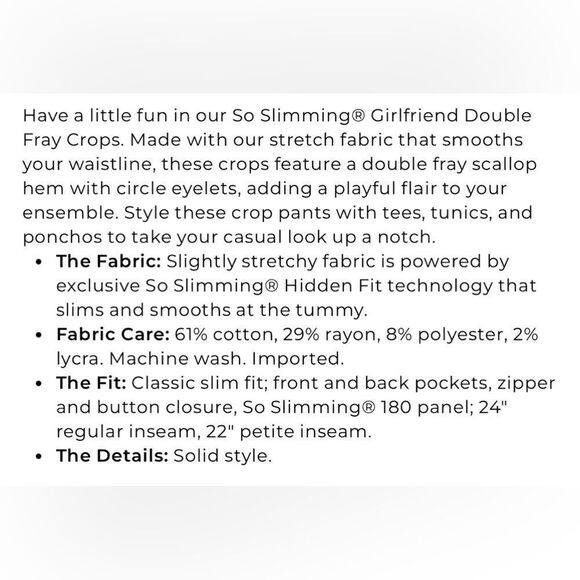 Chicos size 4 so slimming girlfriend slim leg crop pants - Picture 12 of 12